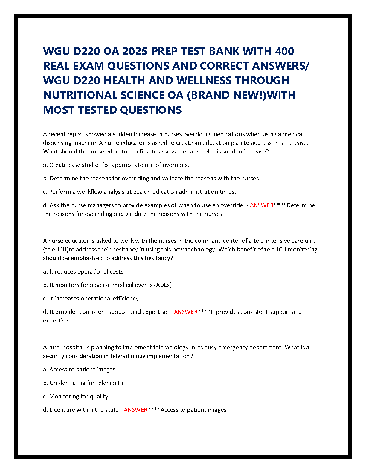 WGU D220 Nutrition Study Guide 400 Qs IMG-1