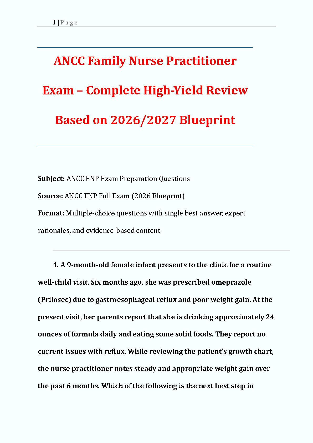 ANCC FNP Exam Test Bank 2026-27 With Expert Rationales