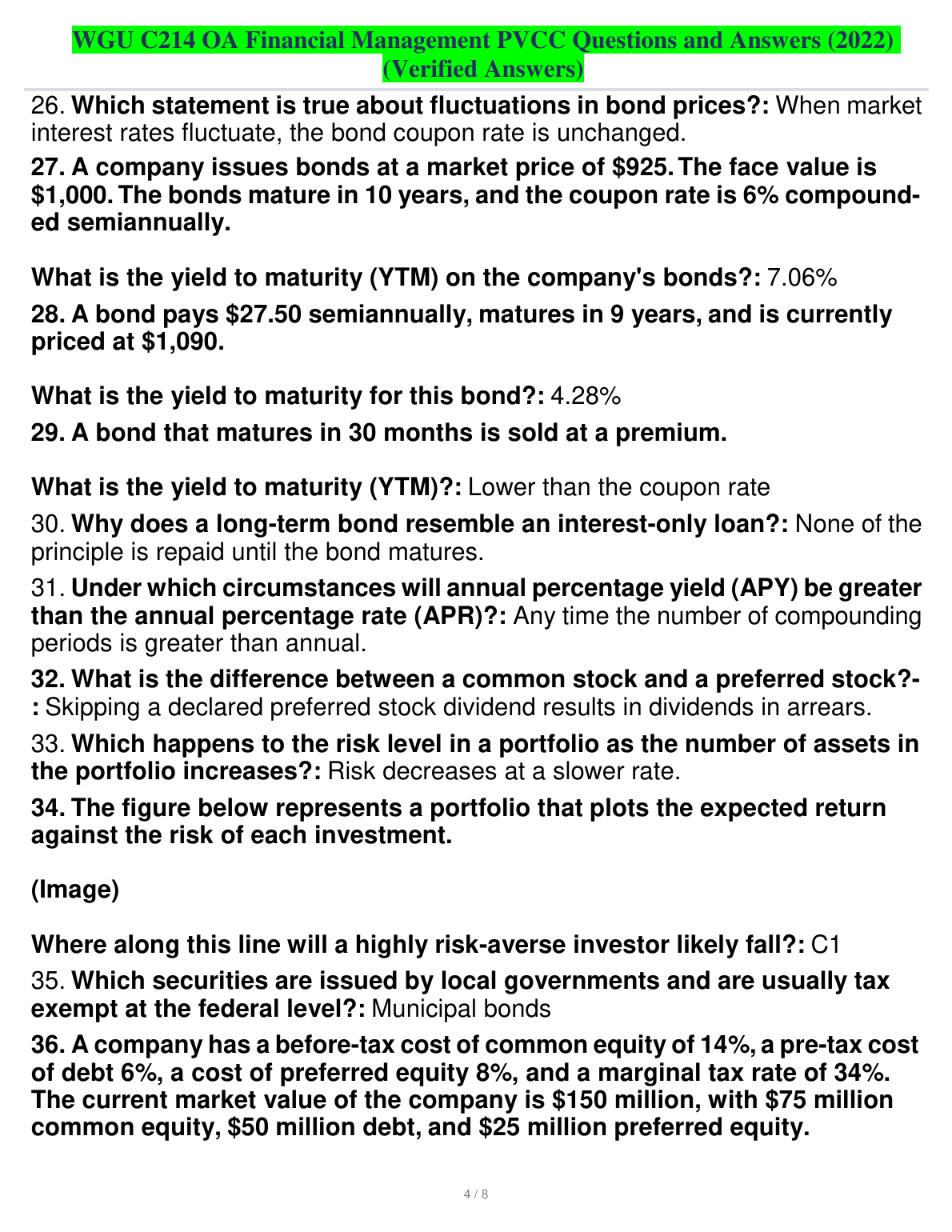 WGU C214 Financial Management Q&A 2022-2023 Verified IMG-1