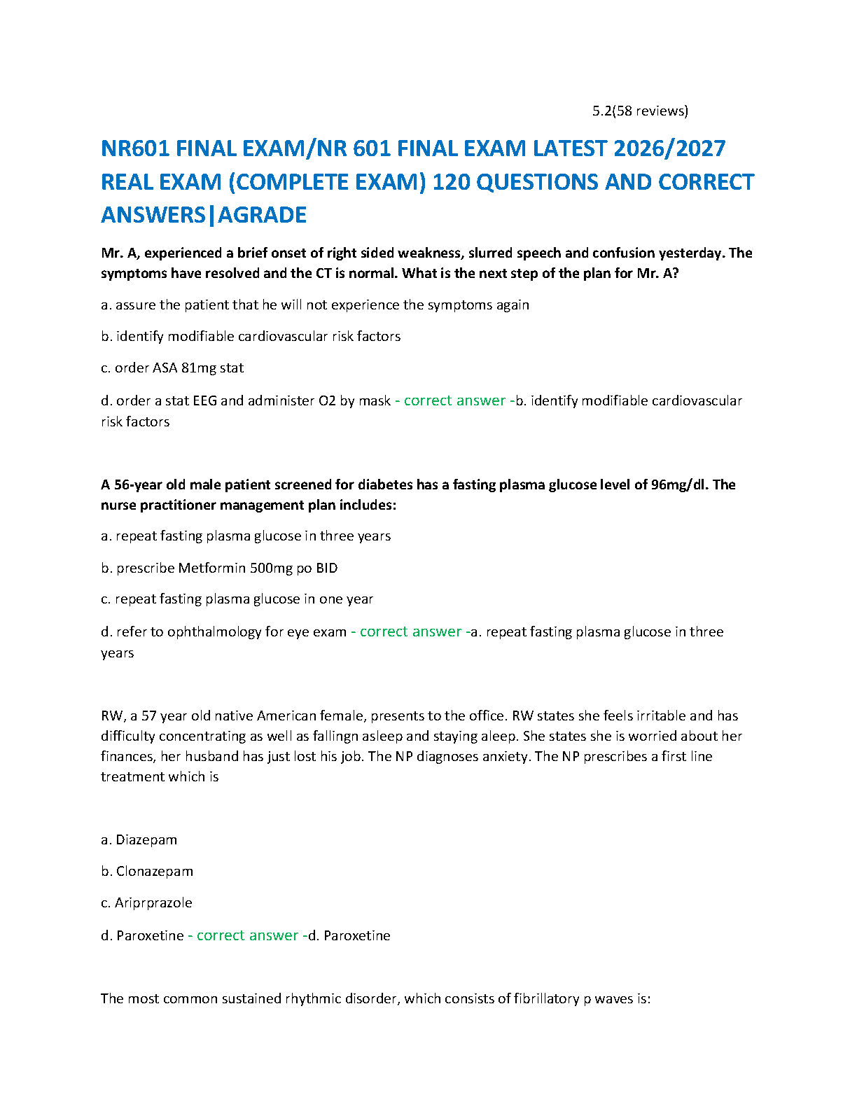 NR 601 FNP Final Exam Questions and Answers 2026 2027 Guide IMG-1