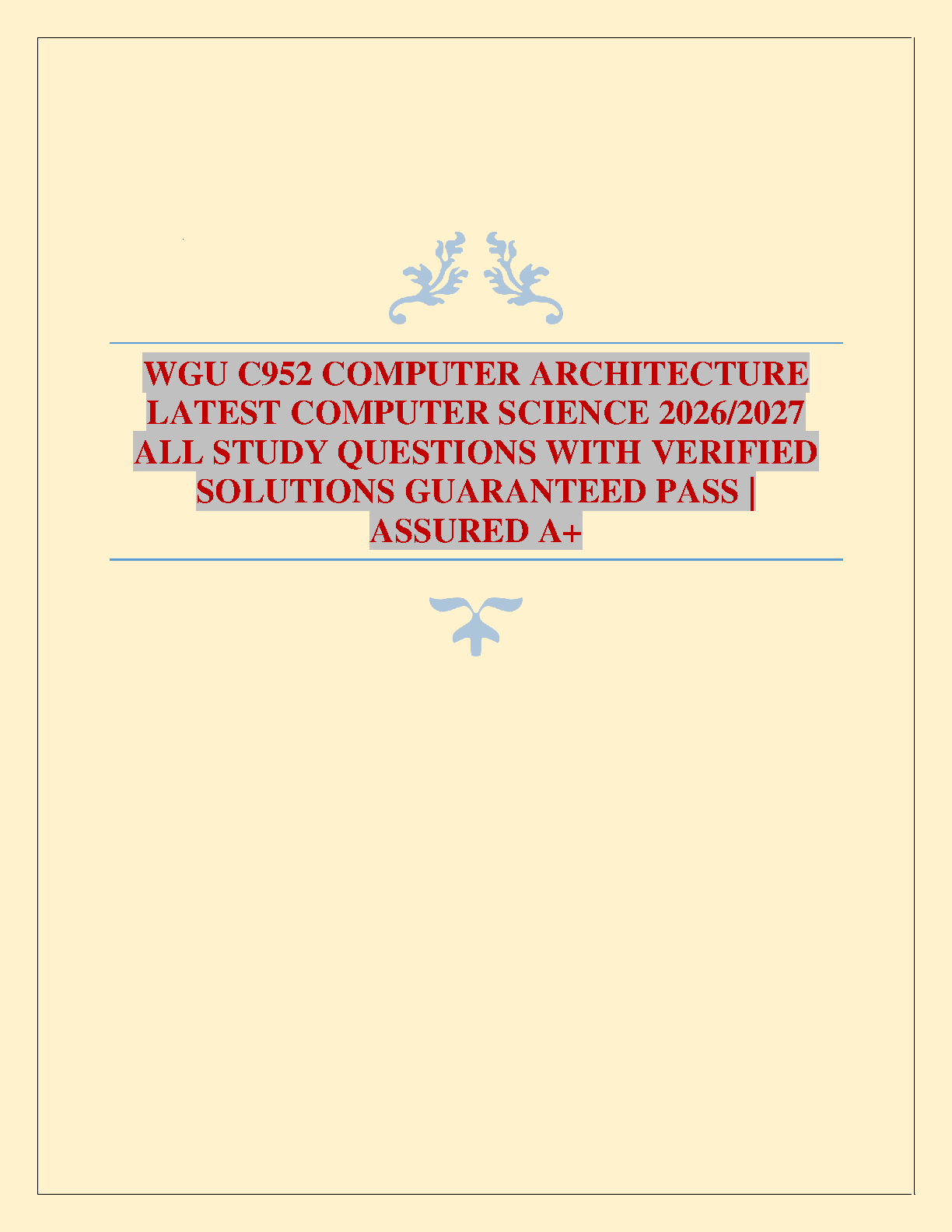 WGU C952 Computer Architecture Study Guide & Solutions 2026 IMG-1