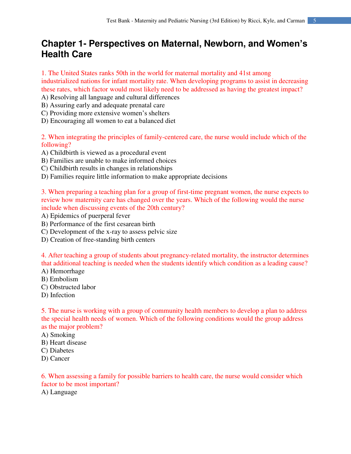 Maternity & Pediatric Nursing Test Bank 2026/27
