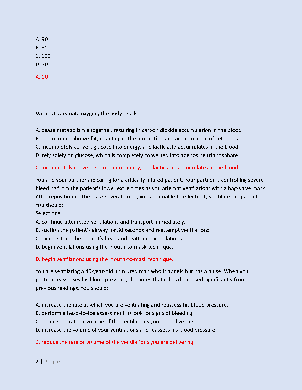 JBL Module 2 EMT Exam Questions 2025-2026 | AAOS Test Bank
