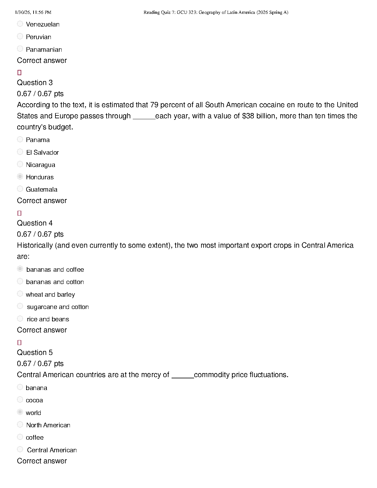GCU 323 Geography Quiz 7 Test Bank 2025-26