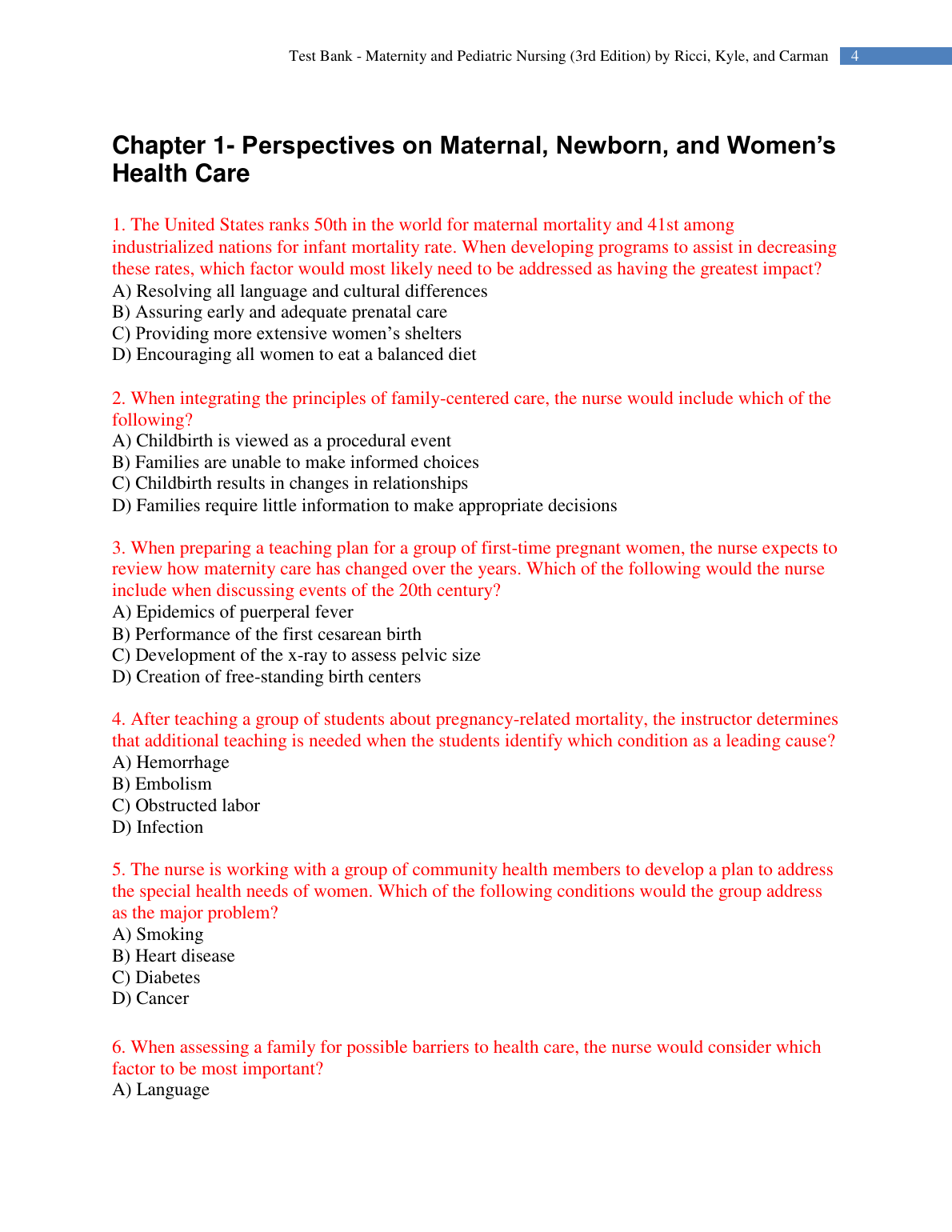 Maternity & Pediatric Nursing Test Bank 2026/27 (3rd Ed) IMG-1