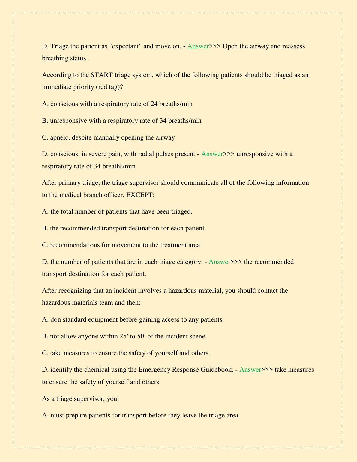 EMT Incident Mgmt Test Bank Ch 39 AAOS 12th Ed