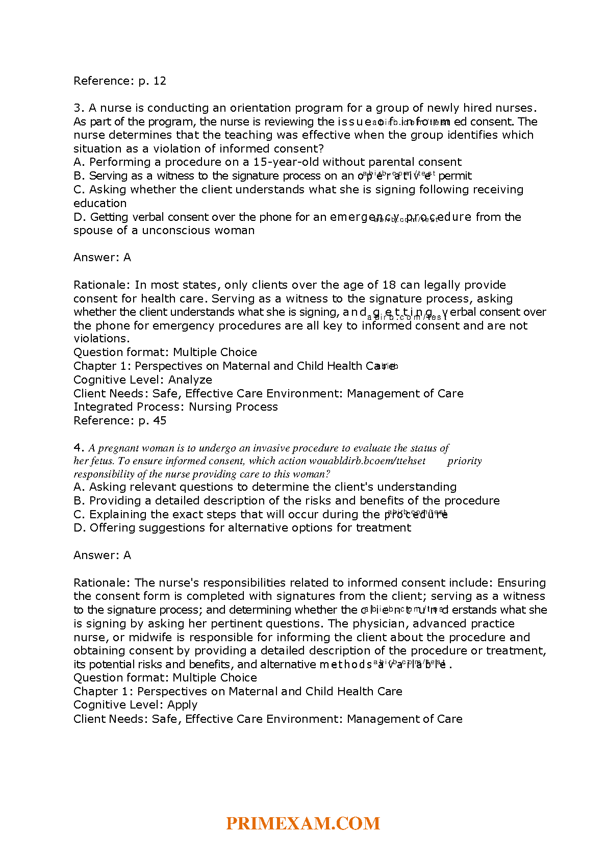 Maternity & Pediatric Nursing Test Bank 4e Ricci Kyle Carman