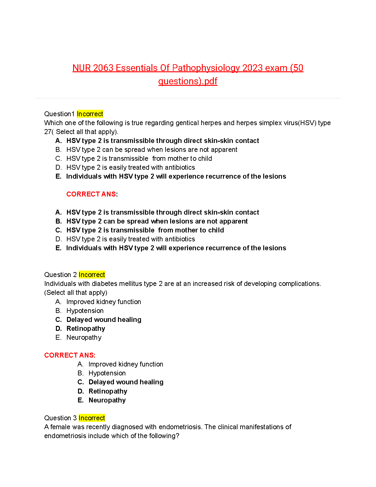 Pathophysiology 5e Test Bank 2027/28 NUR 2063 Exam Prep
