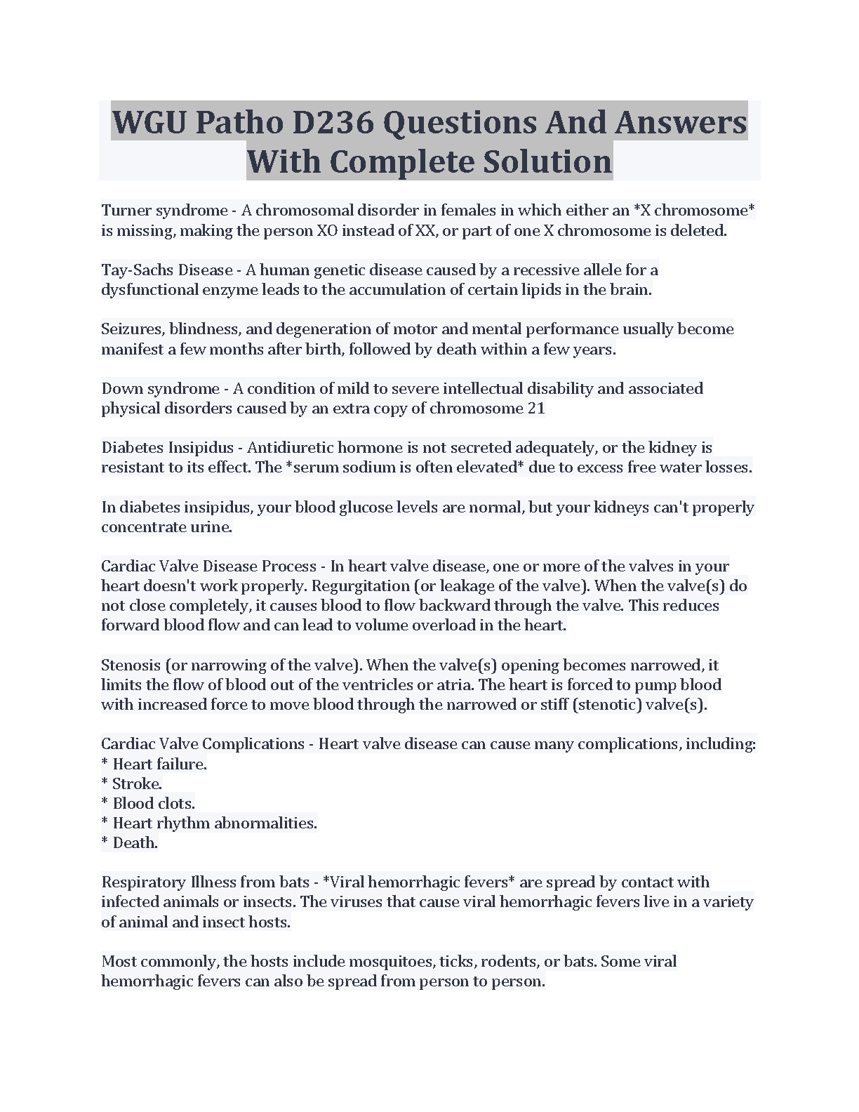 WGU Patho D236 Q&A Solutions 2024-2025 Edition