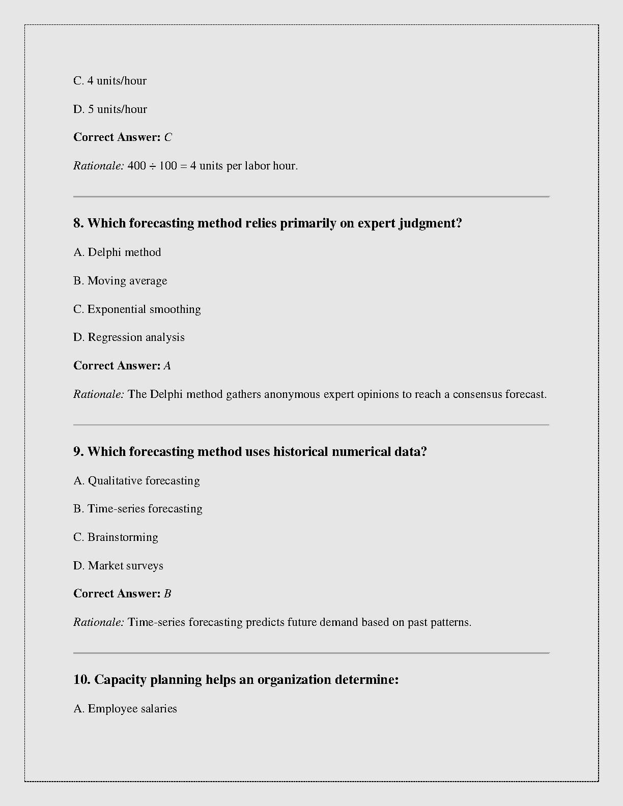 Operations Management Test Bank: Inputs, Quality & Forecasting IMG-3