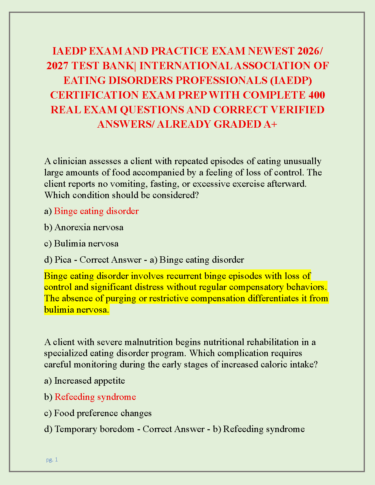 IAEDP Certification Test Bank 2026/2027 Questions & Answers IMG-1