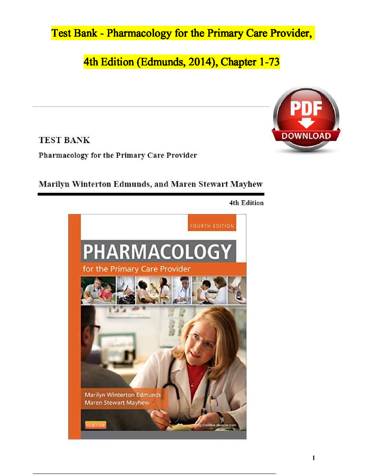 Pharmacology Primary Care 4th Edition Test Bank