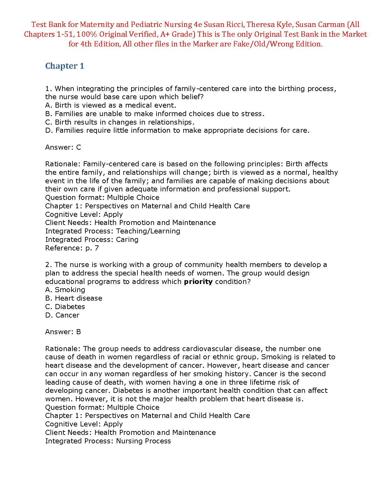 Maternity and Pediatric Nursing 2026/27 Test Bank IMG-1