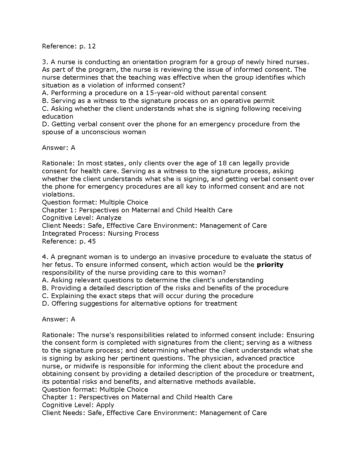 Maternity and Pediatric Nursing 2026/27 Test Bank