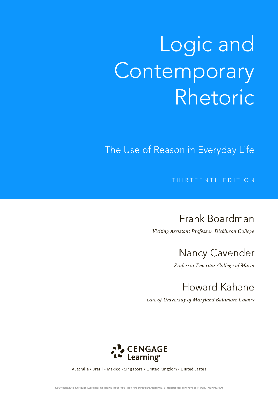 Logic Contemp Rhetoric 13e Test Bank & Solution Manual
