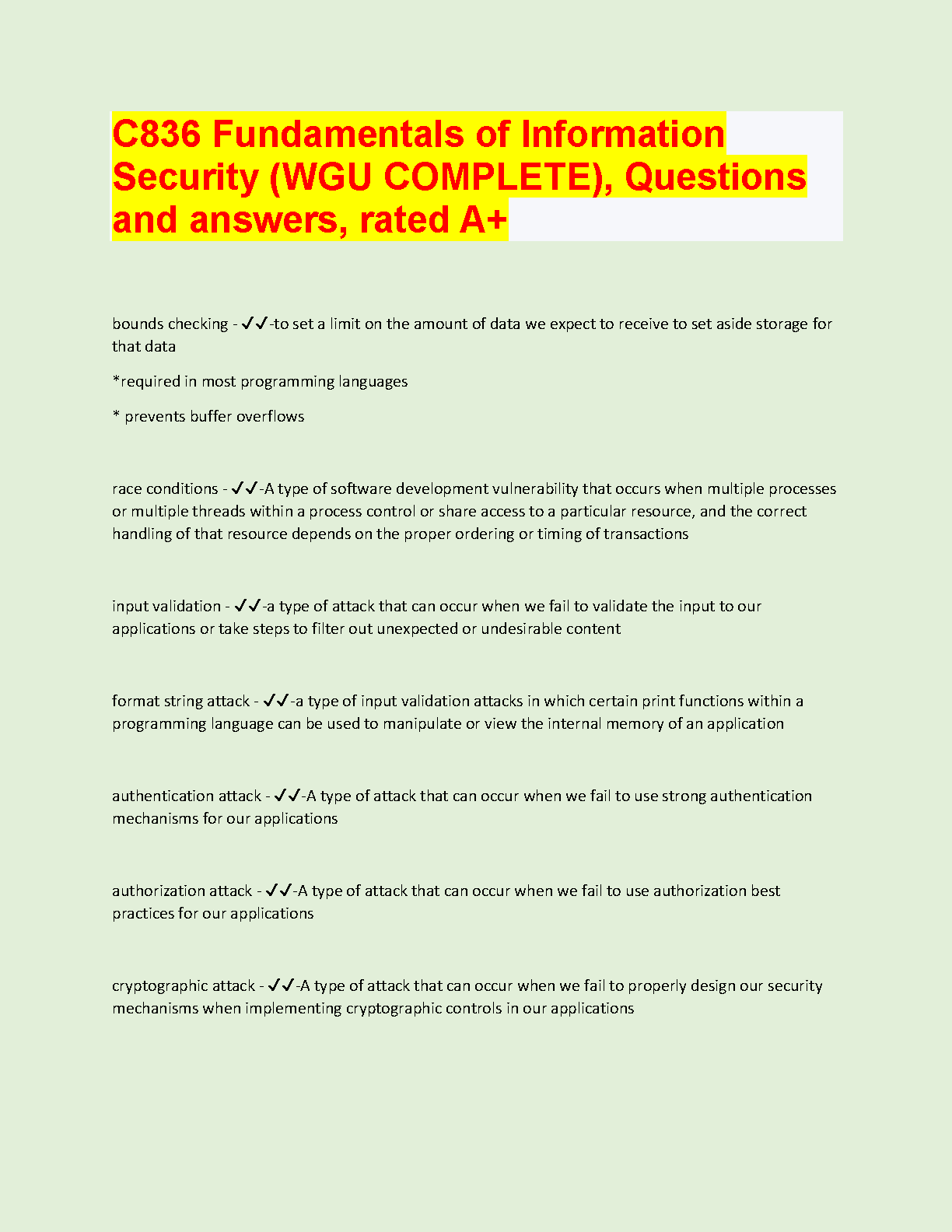 WGU C836 Info Security Study Guide Q&A