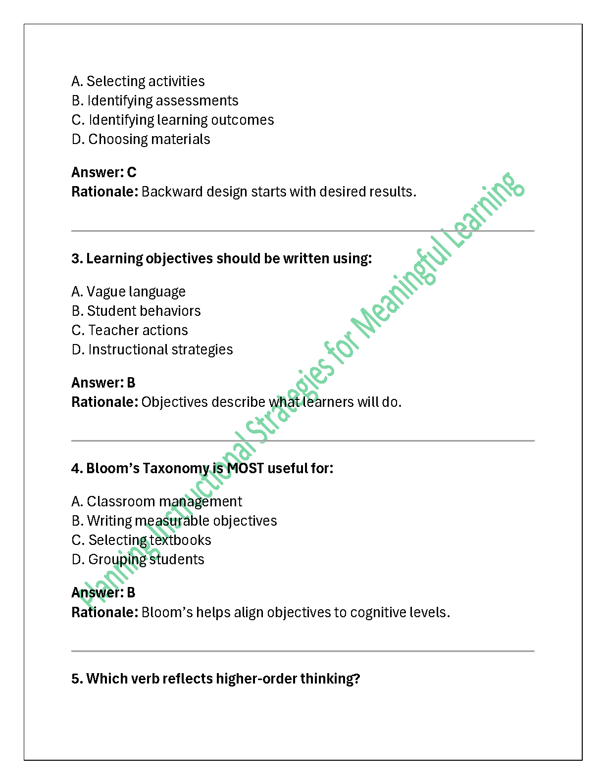 WGU D658 Test Bank: Instructional Strategies Verified Answers 2025