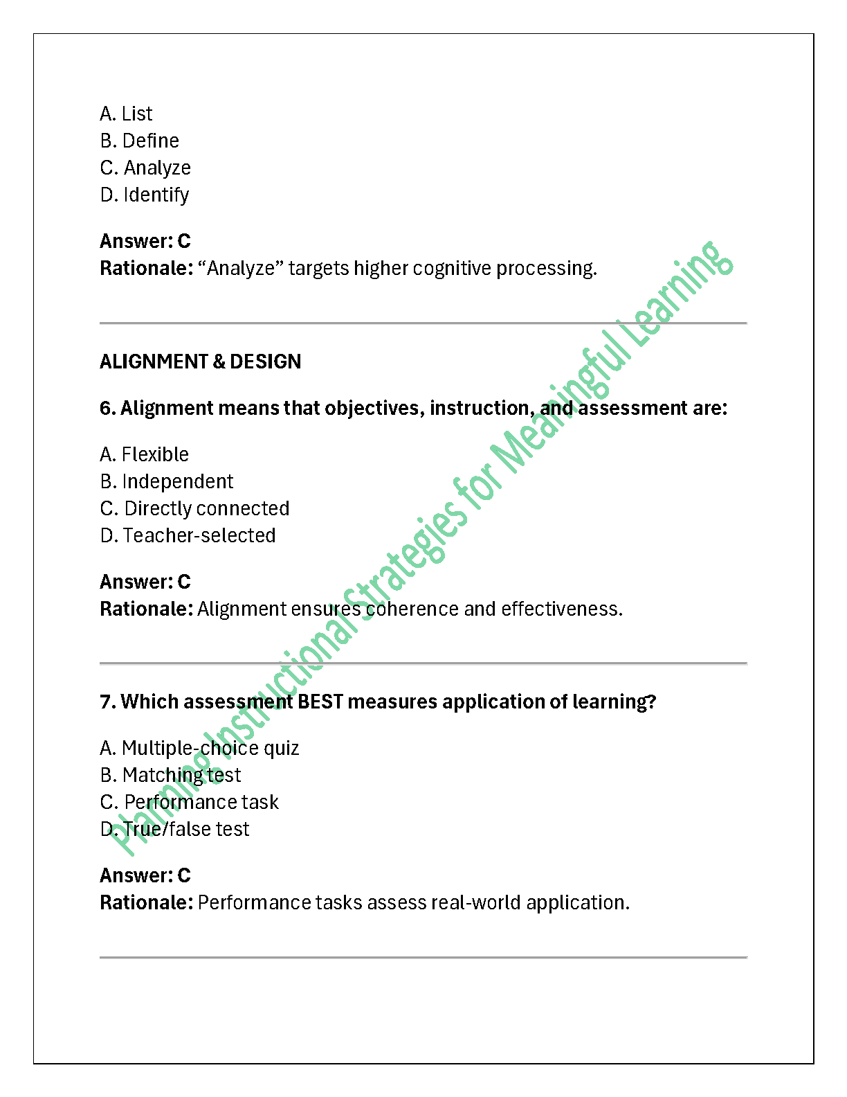 WGU D658 Test Bank: Instructional Strategies Verified Answers 2025 IMG-3