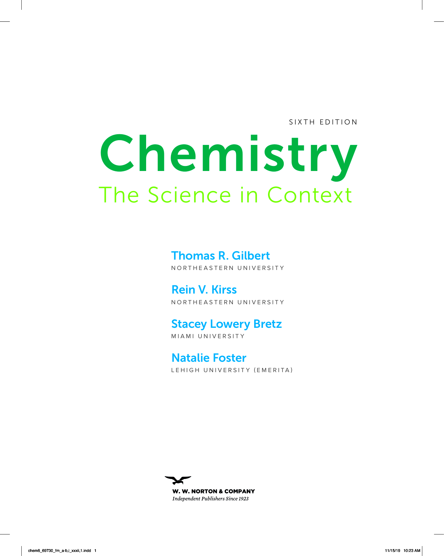 Chemistry: The Science in Context 6th Edition TEST BANK