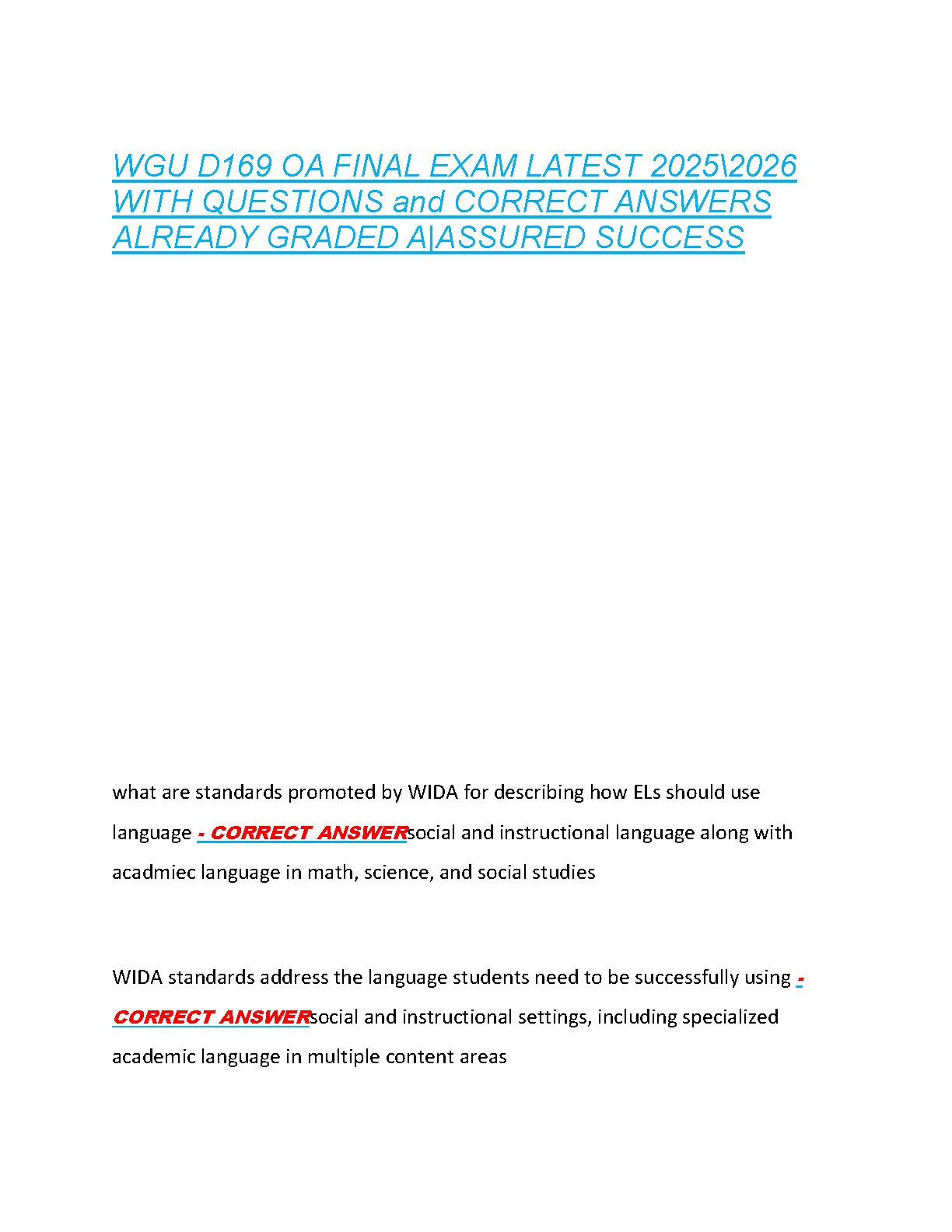 WGU D169 OA Final Exam Test Bank 2025/2026 A+ Graded IMG-1