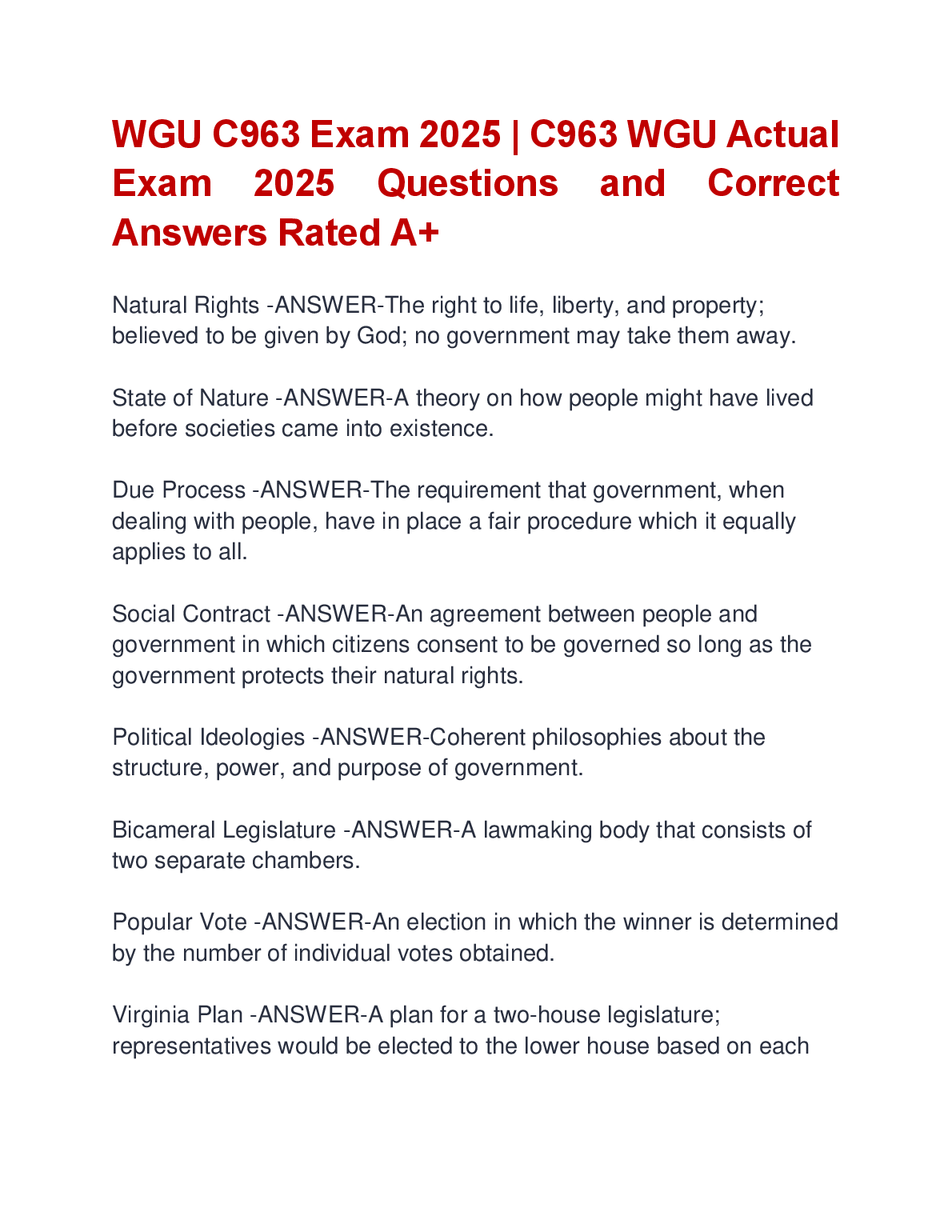 WGU C963 Exam 2025: Actual Questions & A+ Answer Key
