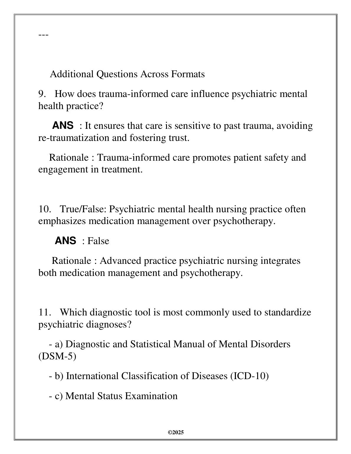 WGU NURS 6436 PMHNP FA Exam Review 2025 Questions Answers