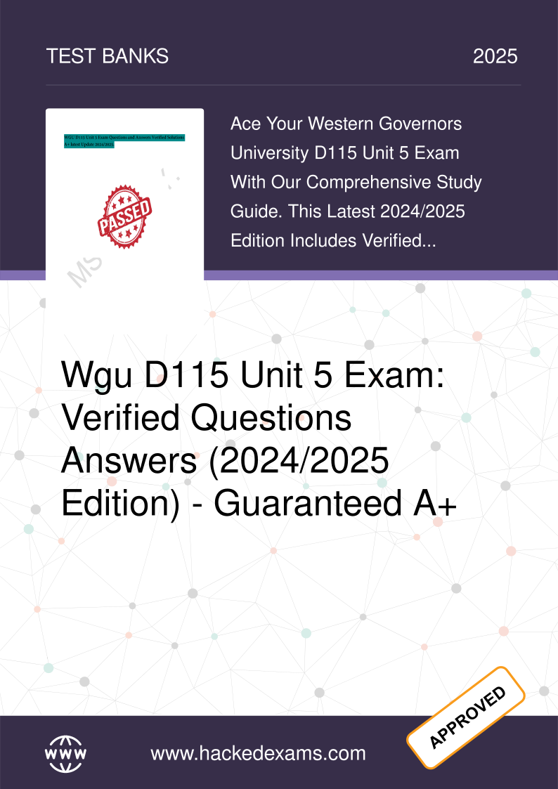 WGU D115 Unit 5 Exam Q&A 2024-2025 Study Guide for Passing Success