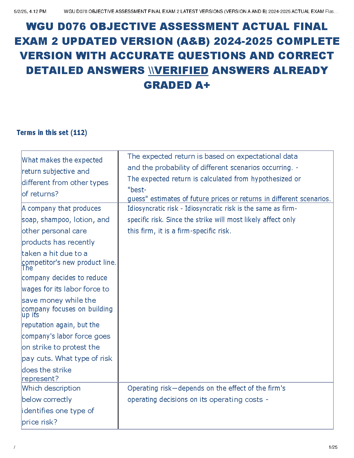 WGU D076 Exam Guide 2024-25: Questions & Answers IMG-1