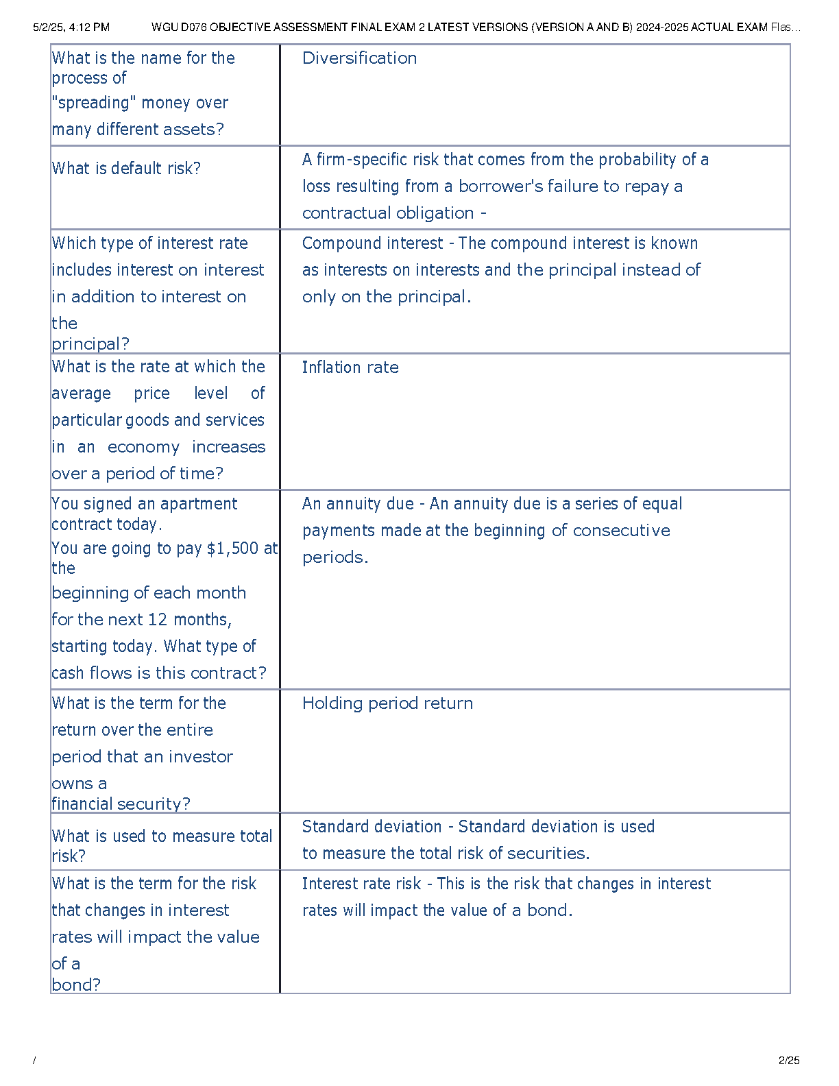 WGU D076 Exam Guide 2024-25: Questions & Answers