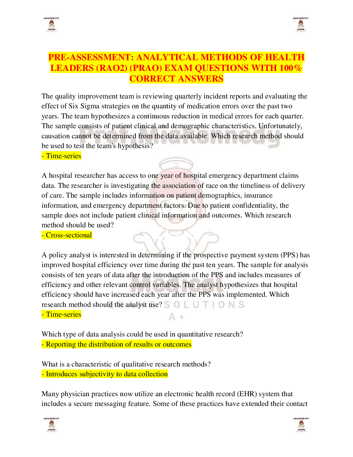 WGU RAO2 PRAO Test Bank: Analytical Methods Exam Qs
