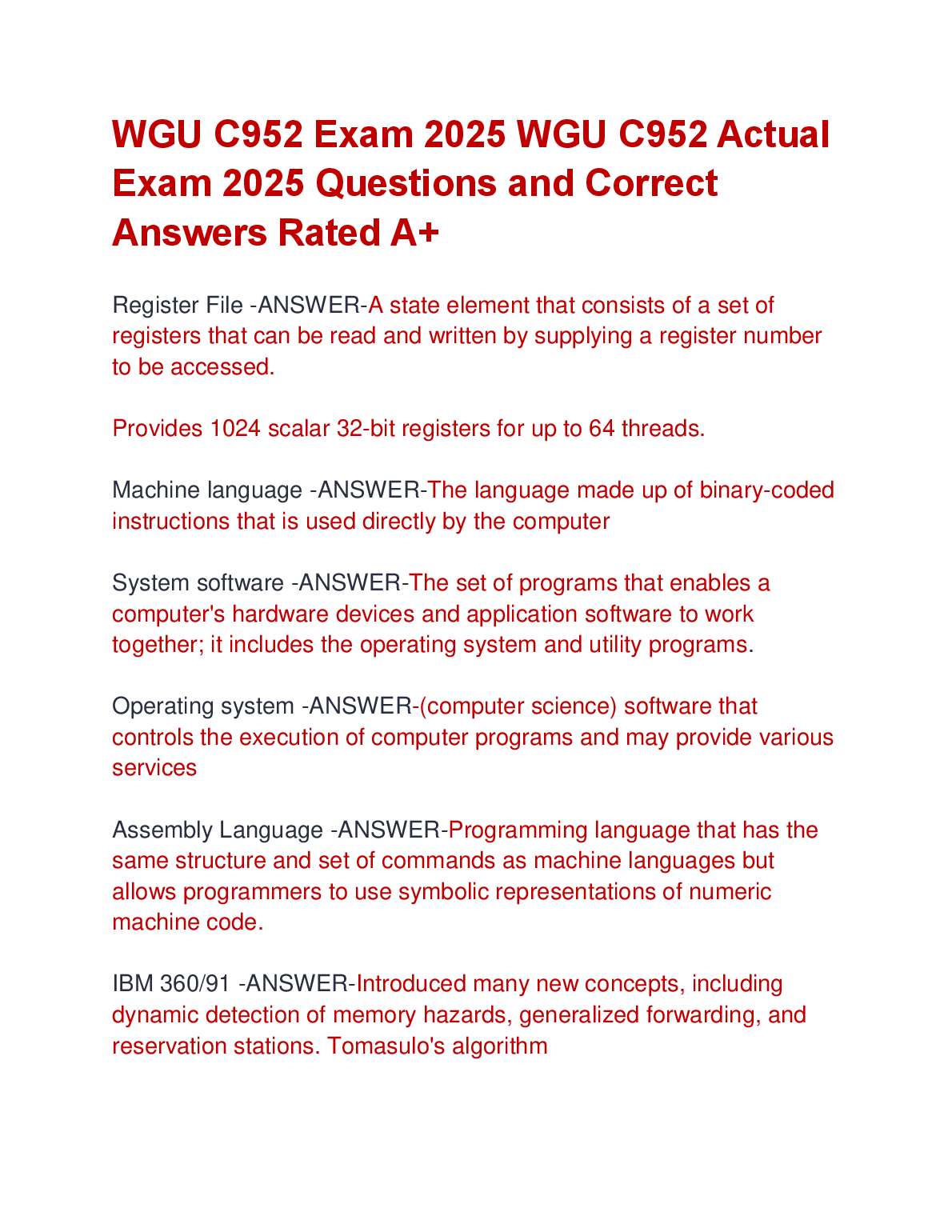 WGU C952 Exam 2025 Questions and Answers | Pass First Try