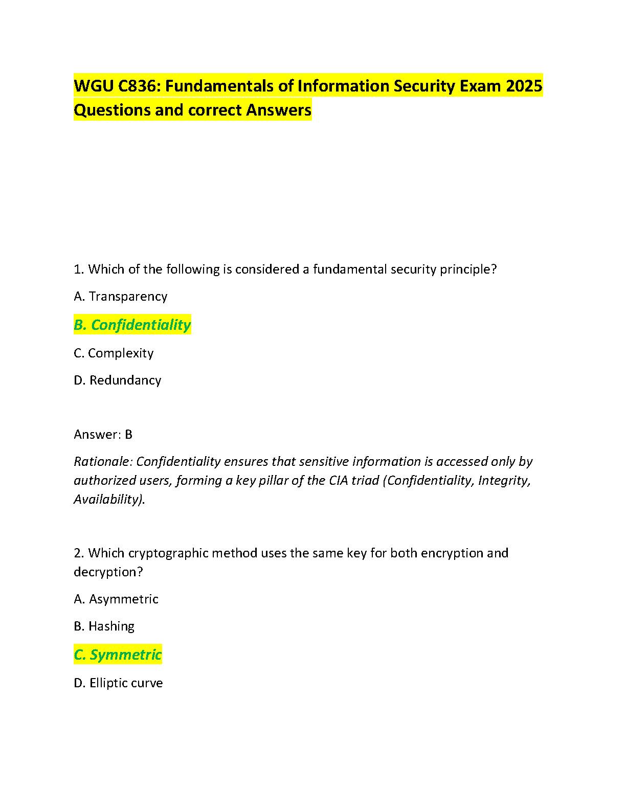WGU C836 Info Security Exam Q&A 2025 Study Guide IMG-1