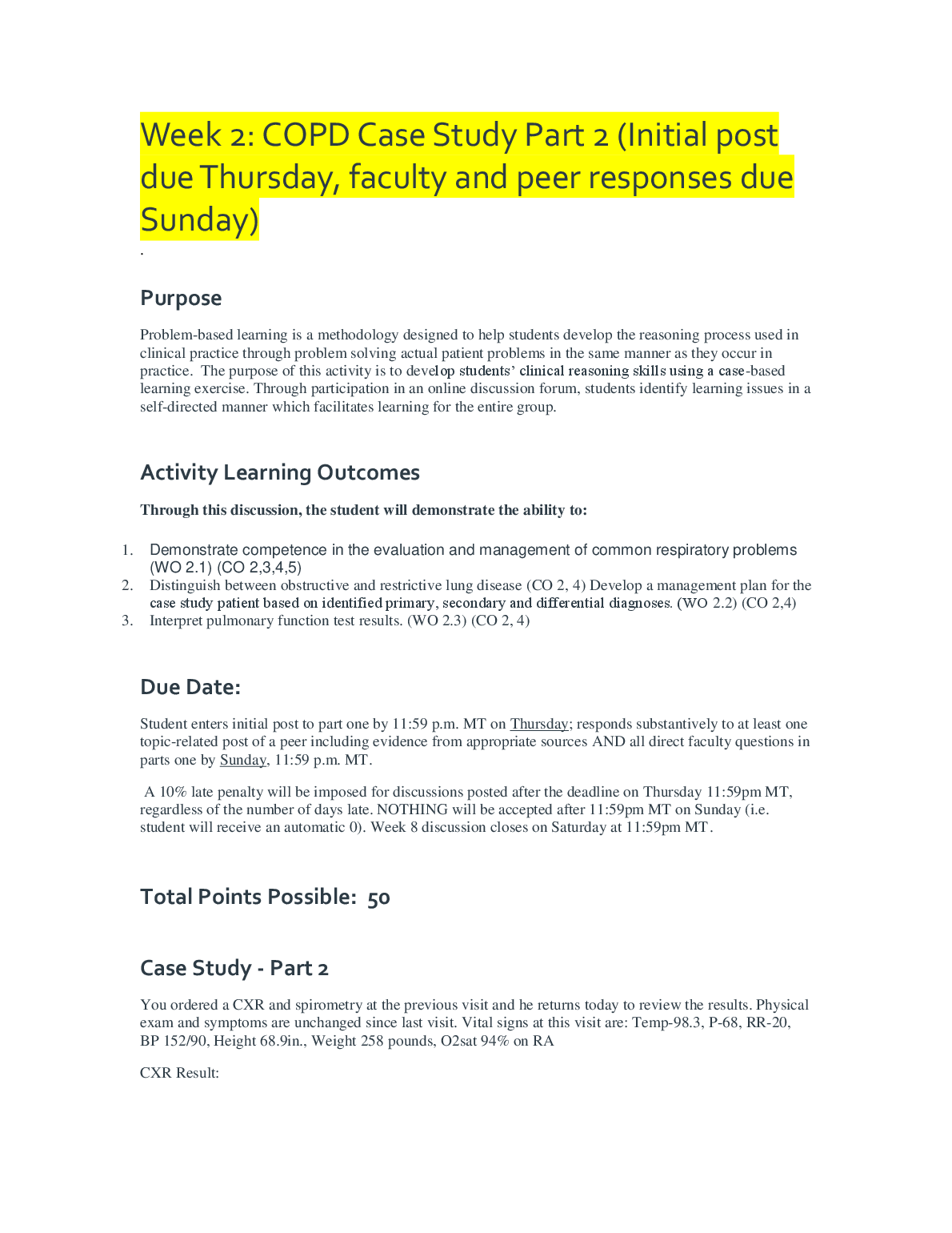 NR 601 COPD Case Study Pt 2 | Clinical Reasoning & PFTs
