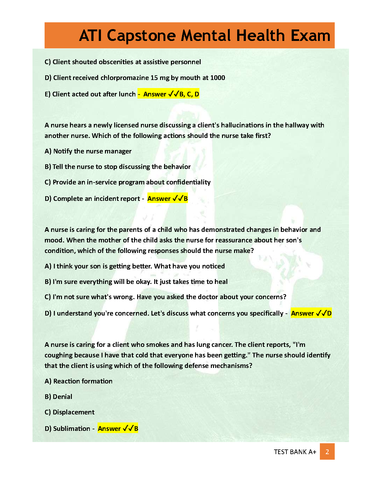 ATI Mental Health Test Bank 2026/27 | Questions and Answers
