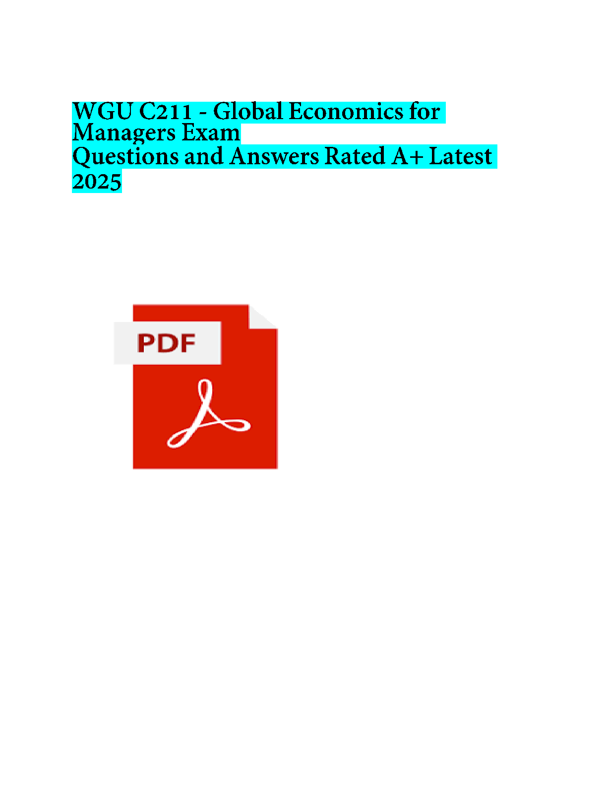 WGU C211 Global Economics Test Bank 2025-2026 IMG-1