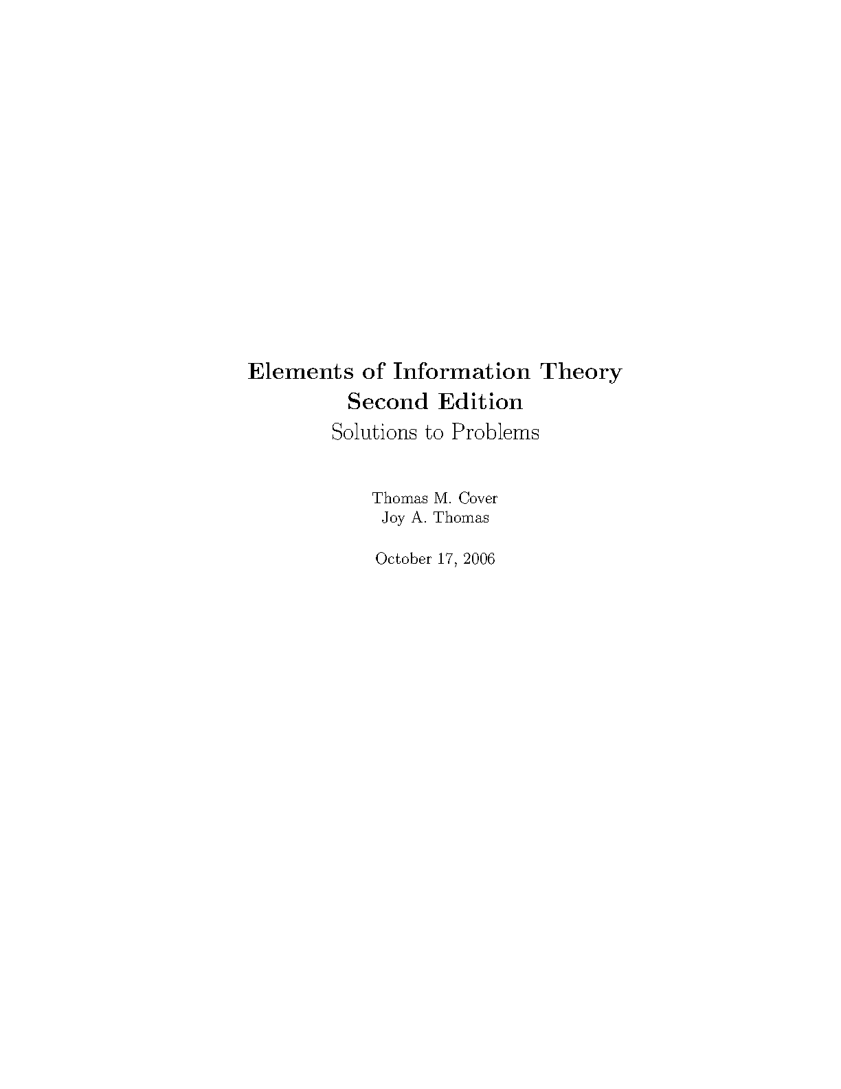 Elements of Information Theory, 2nd Edition