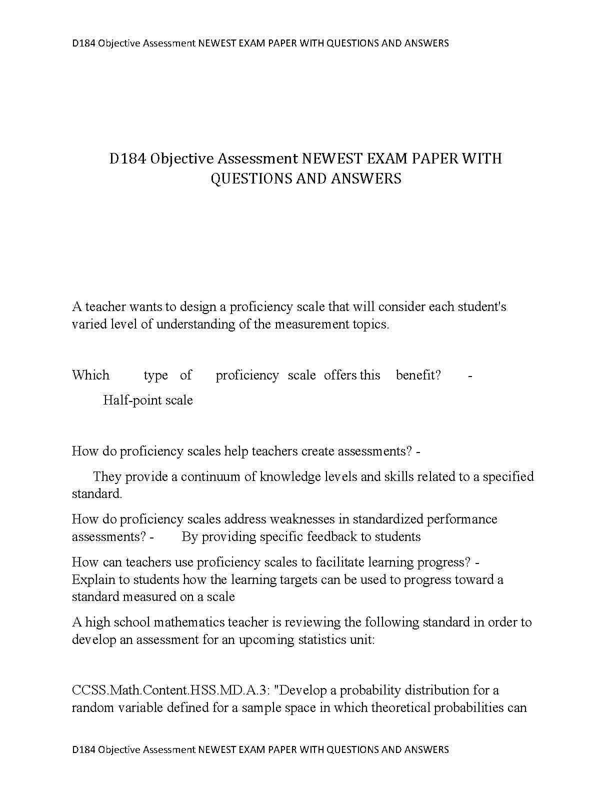 WGU D184 Objective Assessment Test Bank Verified Q&A