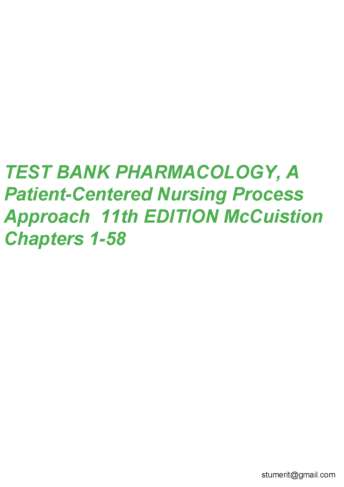 Pharmacology Test Bank 11th Ed Patient Centered Nursing