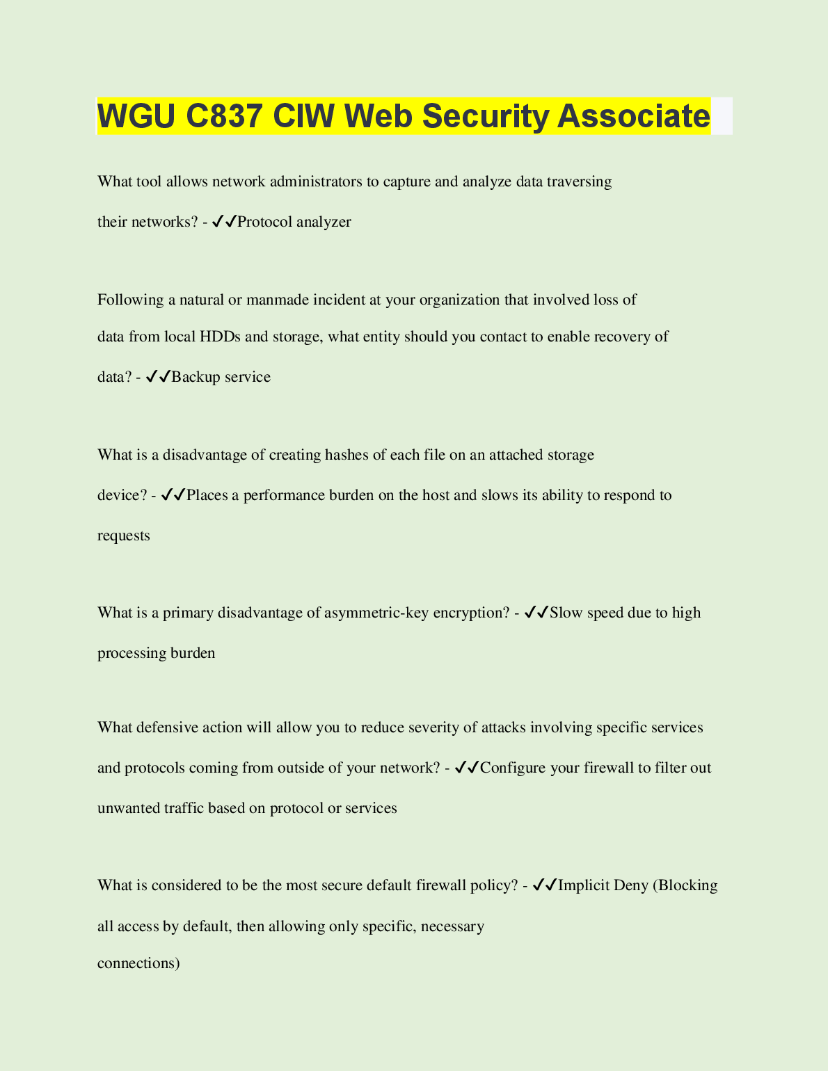 WGU C837 CIW Web Security Study Guide & Exam Prep 2024/2025