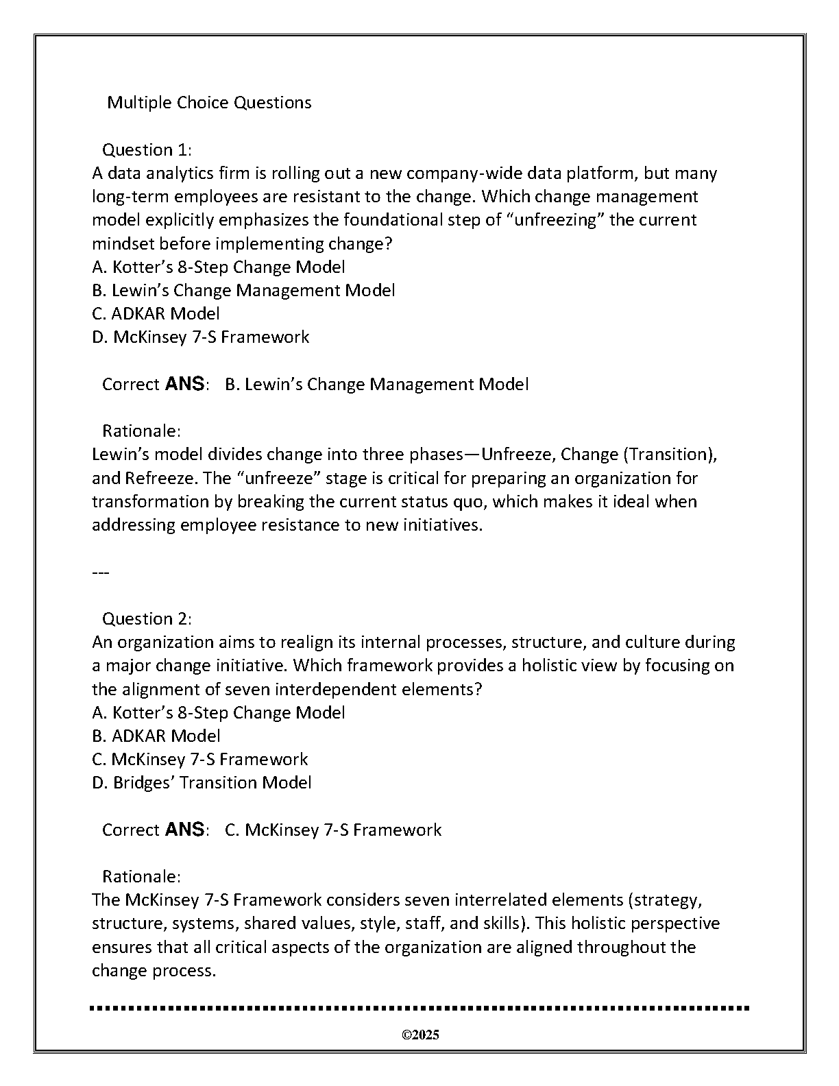 WGU C721 MGMT 4400 Change Management Practice Test