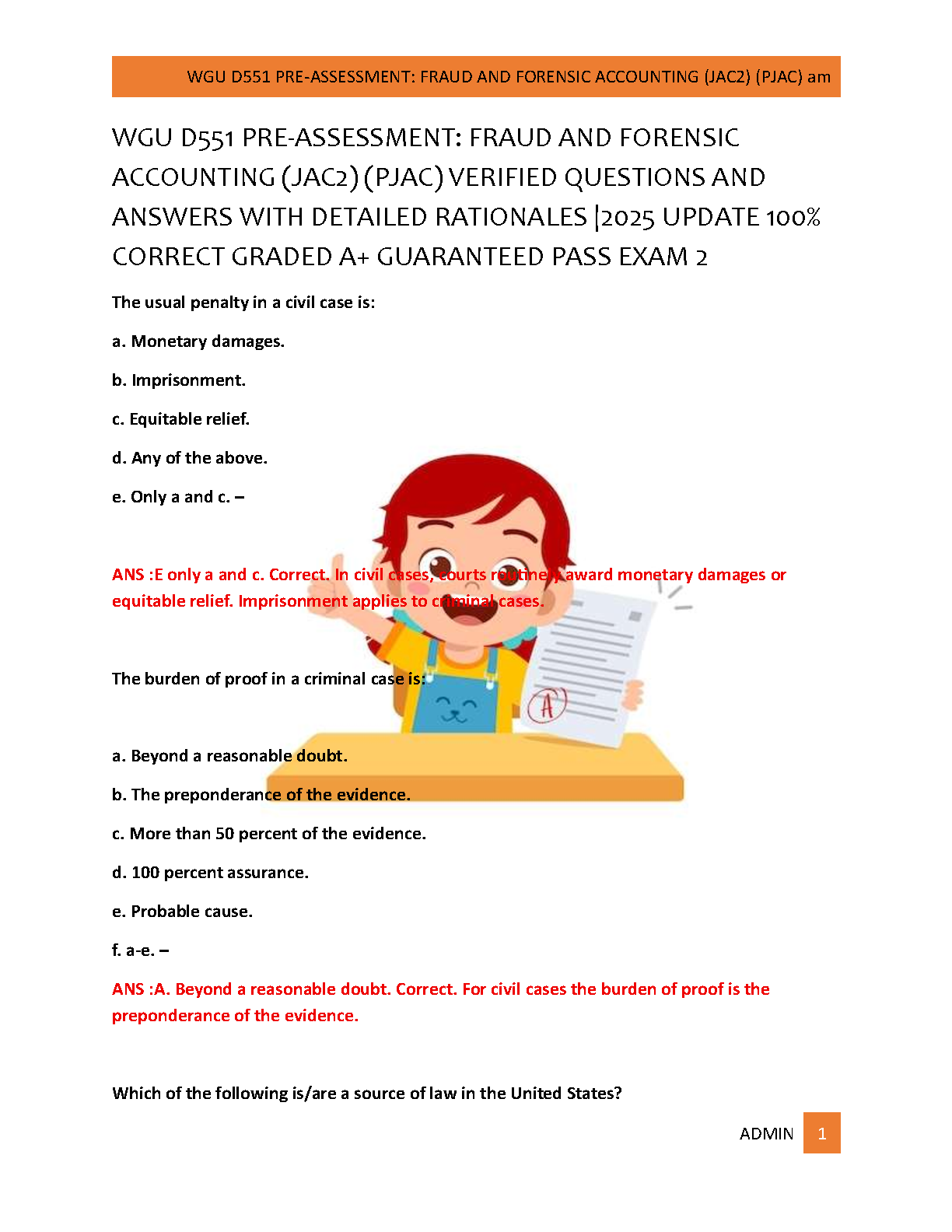 WGU D551 Fraud & Forensic Accounting Pre-Test Prep 2025 IMG-1