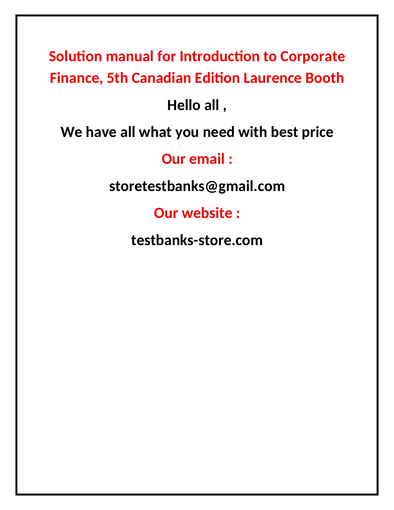 Introduction to Corporate Finance, 5th Canadian Edition