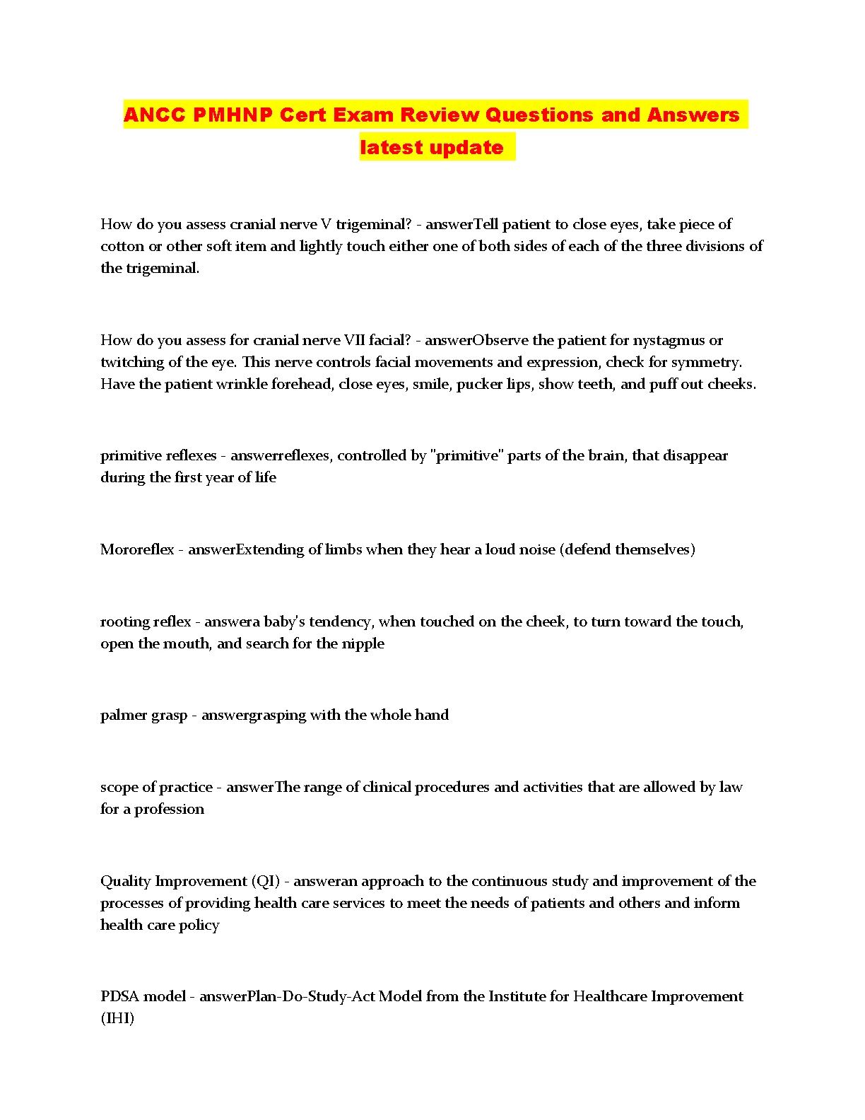 ANCC PMHNP Cert Exam Prep 2026 Practice Questions & Answers