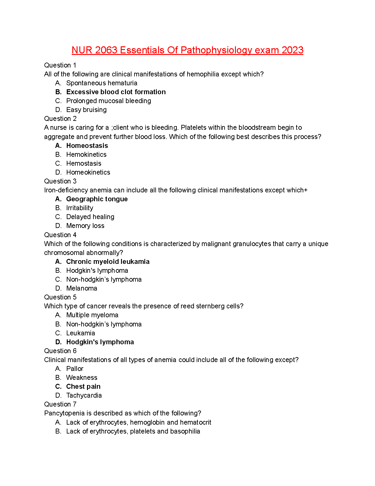 Pathophysiology Test Bank 5e | NUR 2063 Exam Prep 2026/27 IMG-1