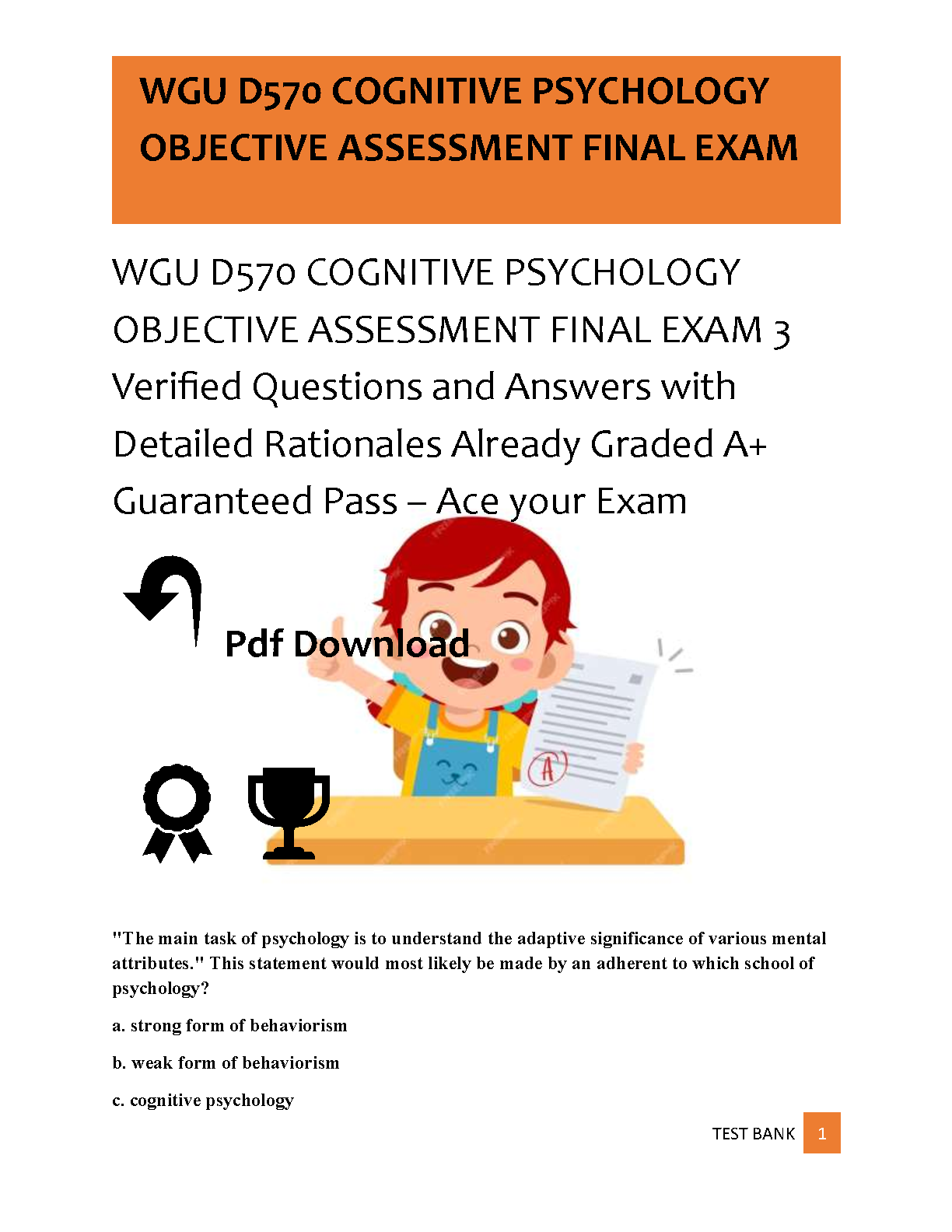 WGU D570 Cognitive Psychology Final Exam Study Guide PDF IMG-1