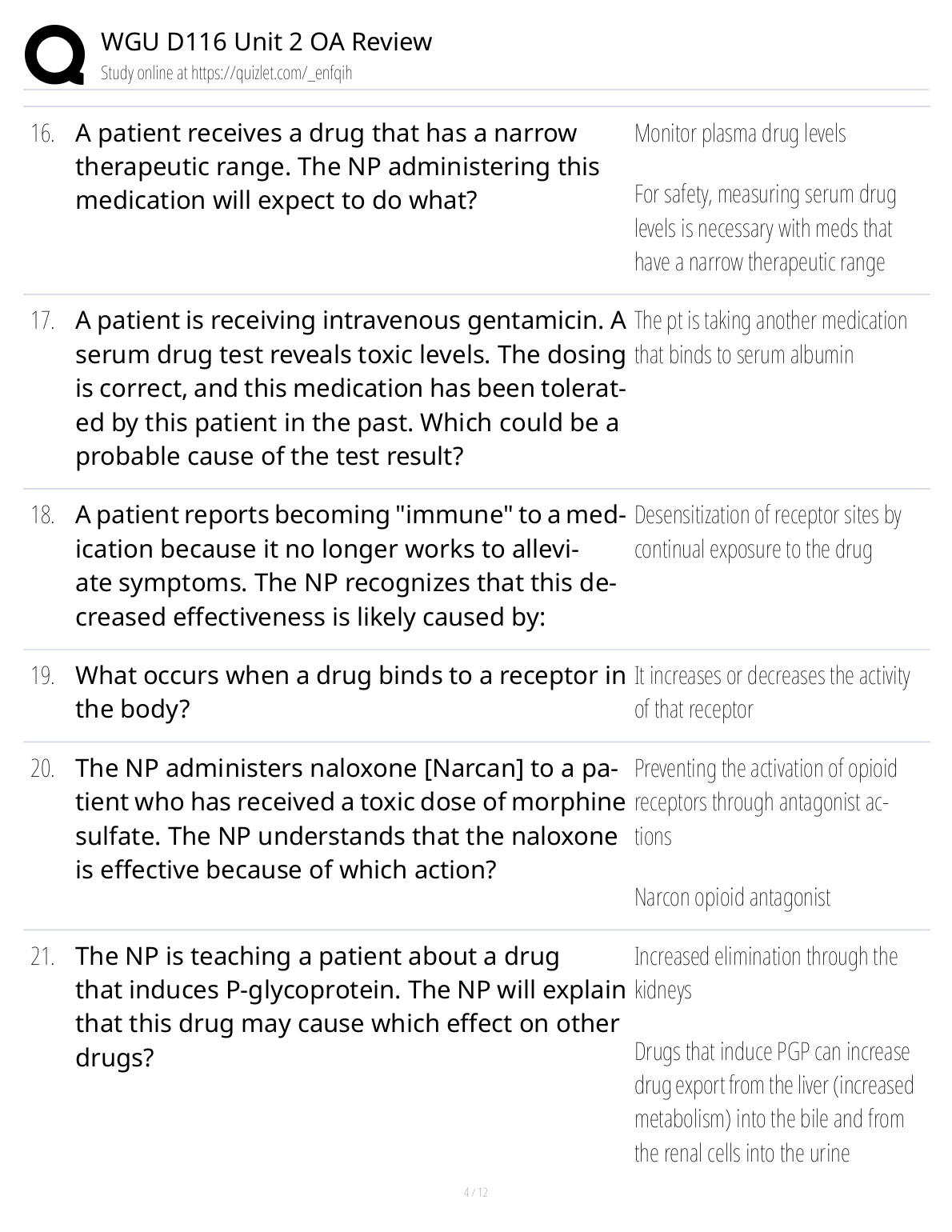 WGU D116 Unit 2 OA Study Guide | Pharm Found Review IMG-1
