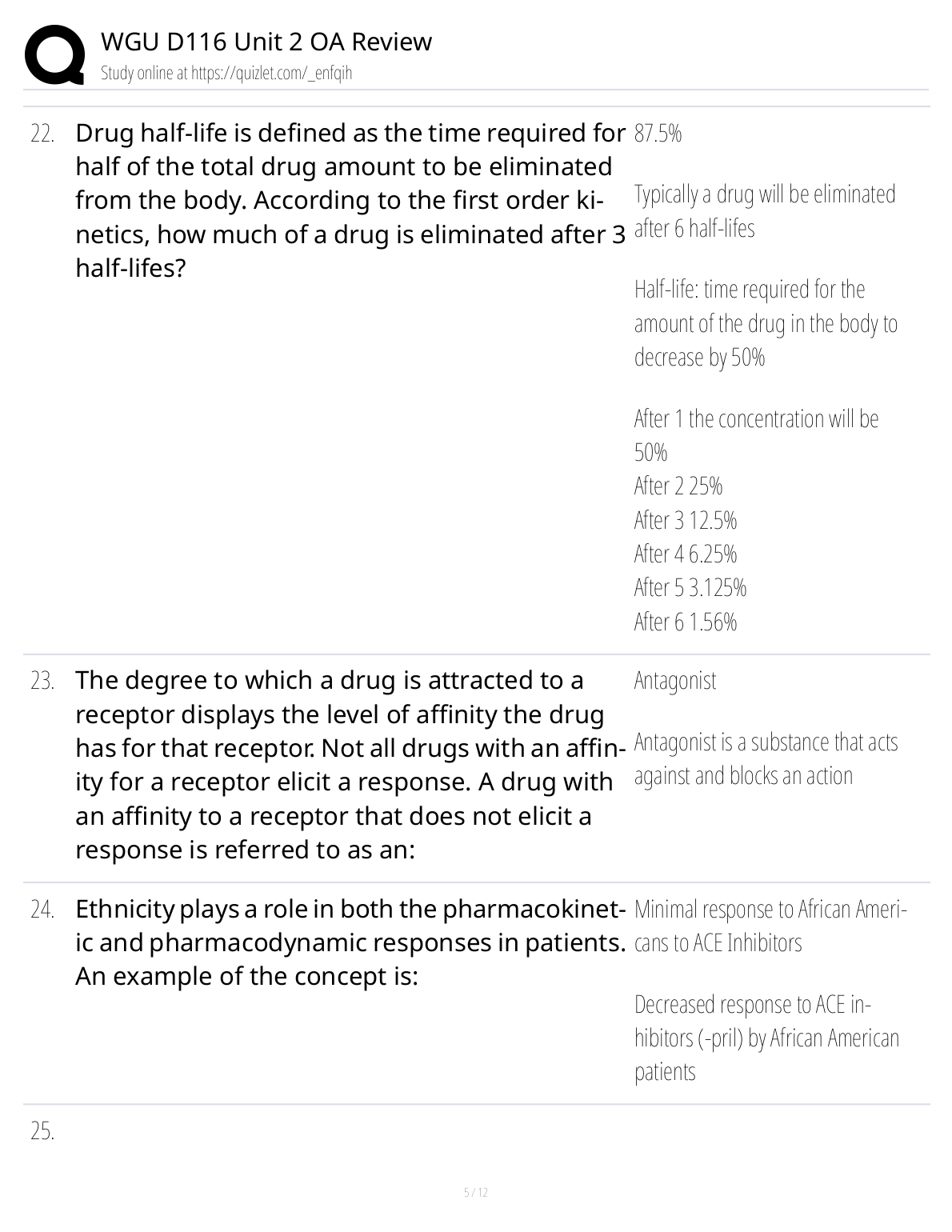 WGU D116 Unit 2 OA Study Guide | Pharm Found Review