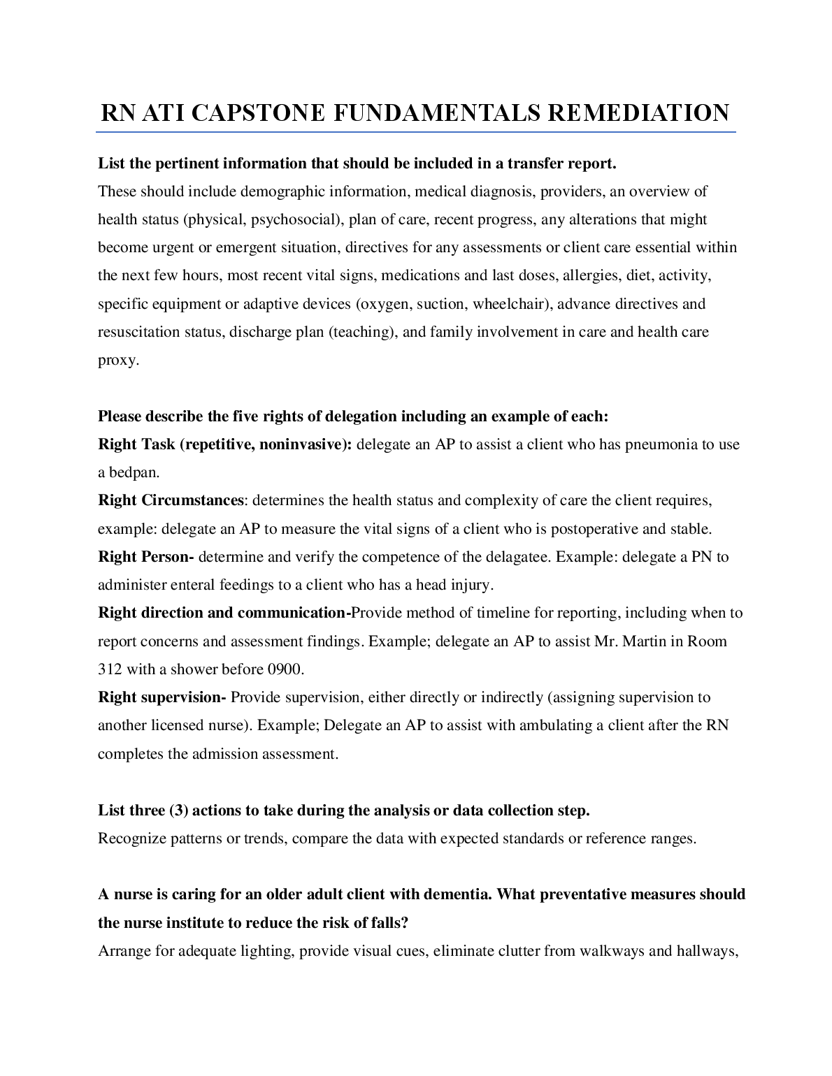 Nursing ATI Fundamentals Study Guide 2026/27 Solutions