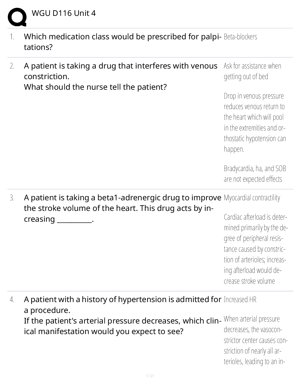 WGU D116 Unit 4 Test Bank 2025: Pharma Principles Q&A