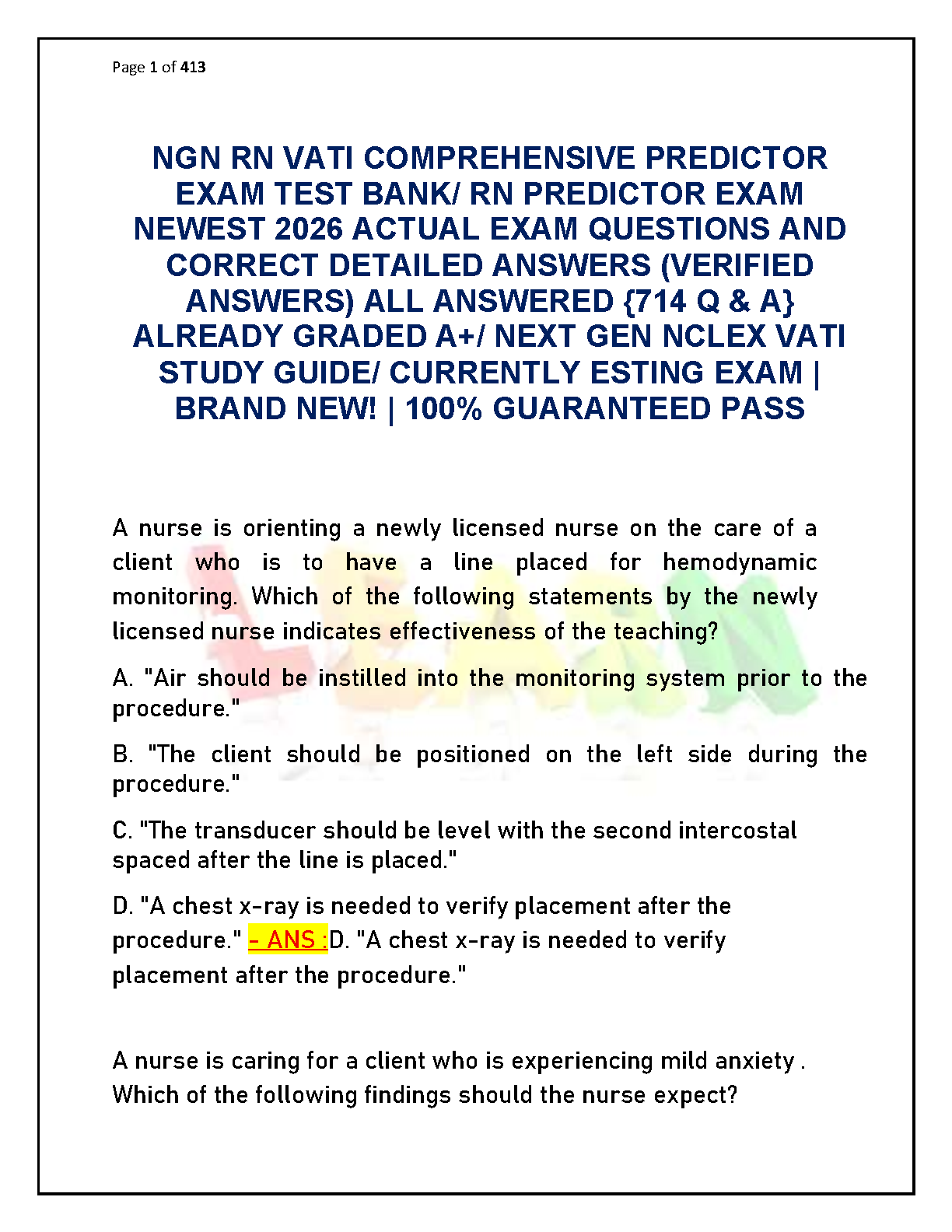 ATi NGN RN VATI Predictor Test Bank 2026/2027